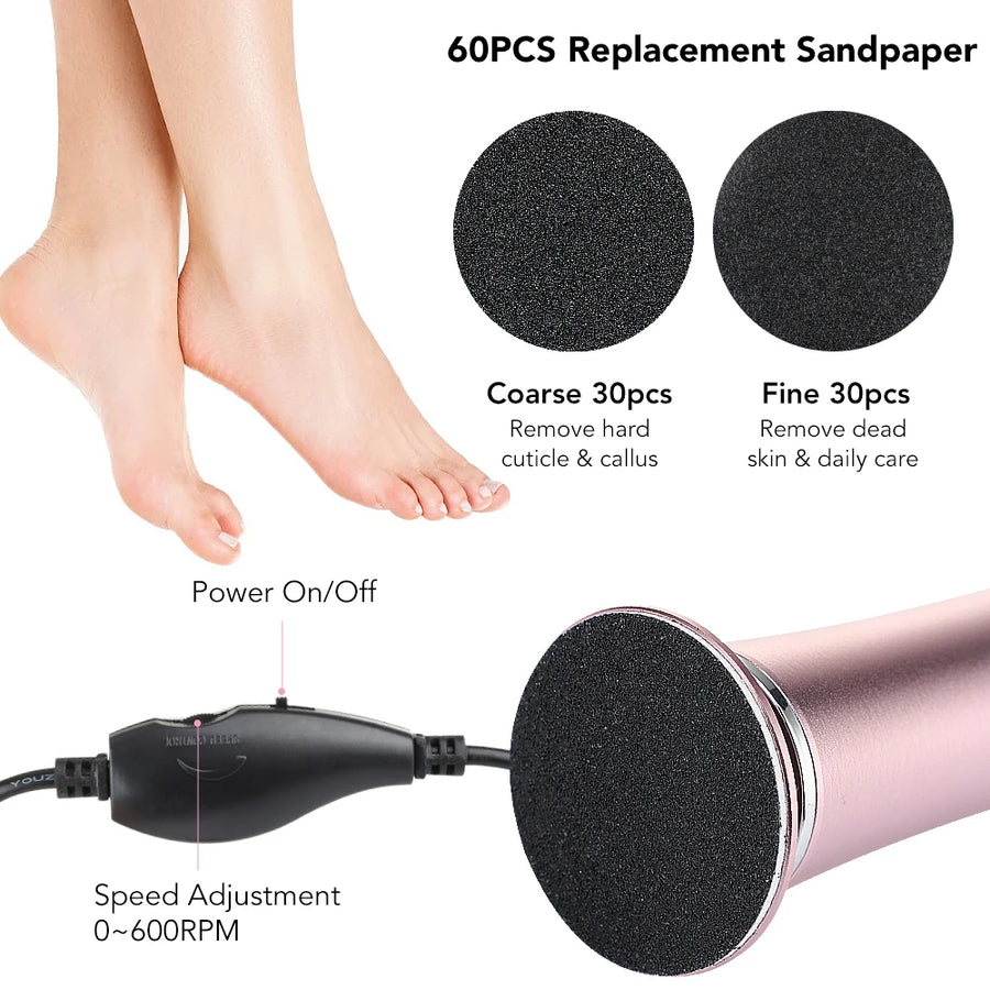 Electric Pedicure Tool Set for Feet Clean Care Foot Grinder Sandpaper Cuticle Grinder