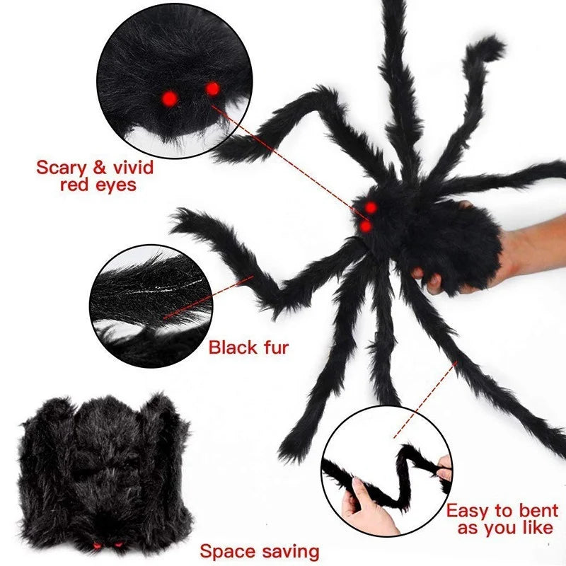 Giant Spider + Huge Spider Web Halloween Decoration Haunted Indoor Outdoor Spooky