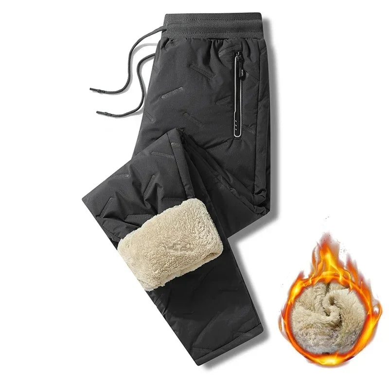 Waterproof Winter Fleece  Warm Pants Men Lamb Wool