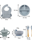 Children's Tableware 6/8 pcs Set Baby Complementary Food Training Silicone