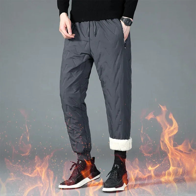 Waterproof Winter Fleece  Warm Pants Men Lamb Wool