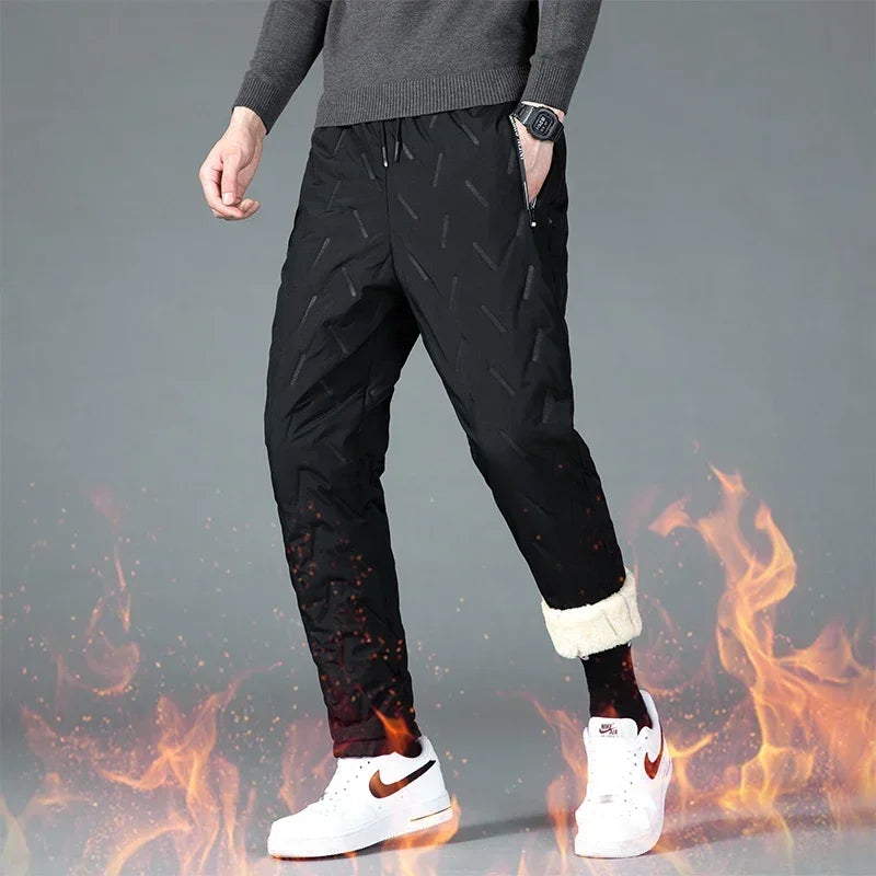 Waterproof Winter Fleece  Warm Pants Men Lamb Wool