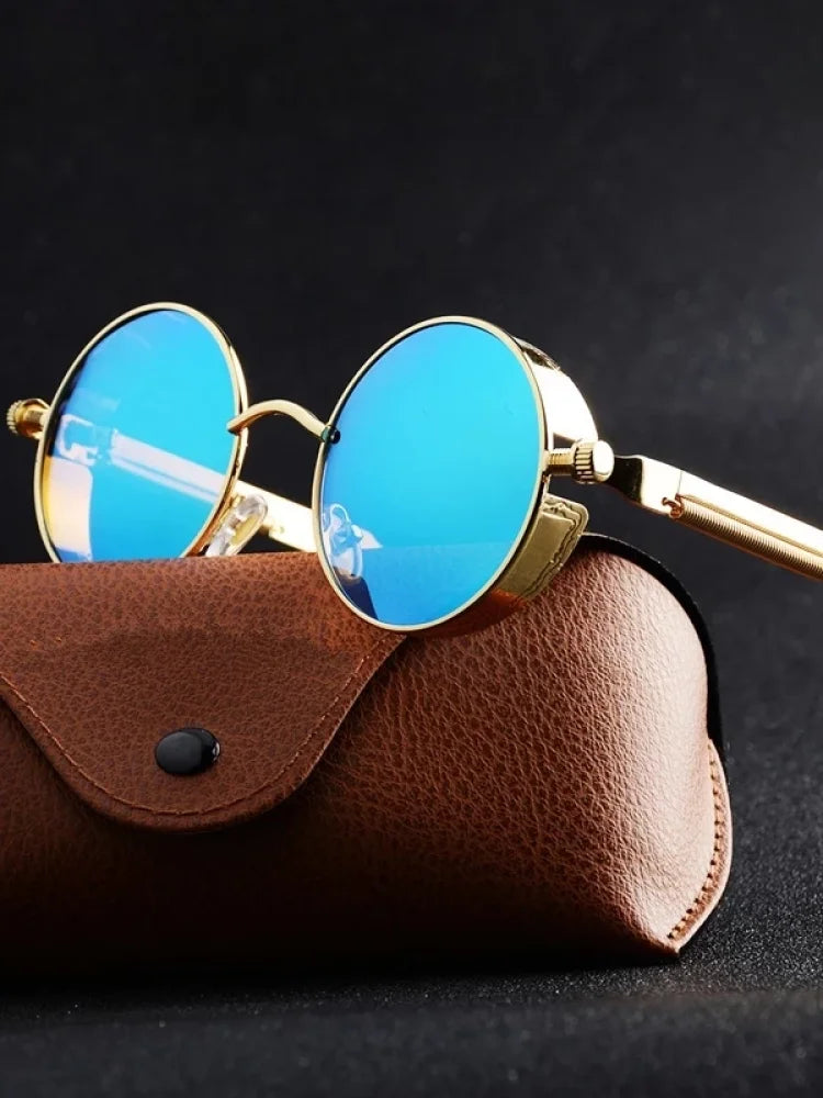 High Quality Metal Steampunk Sunglasses  with Round Glasses Vintage  (Unisex)