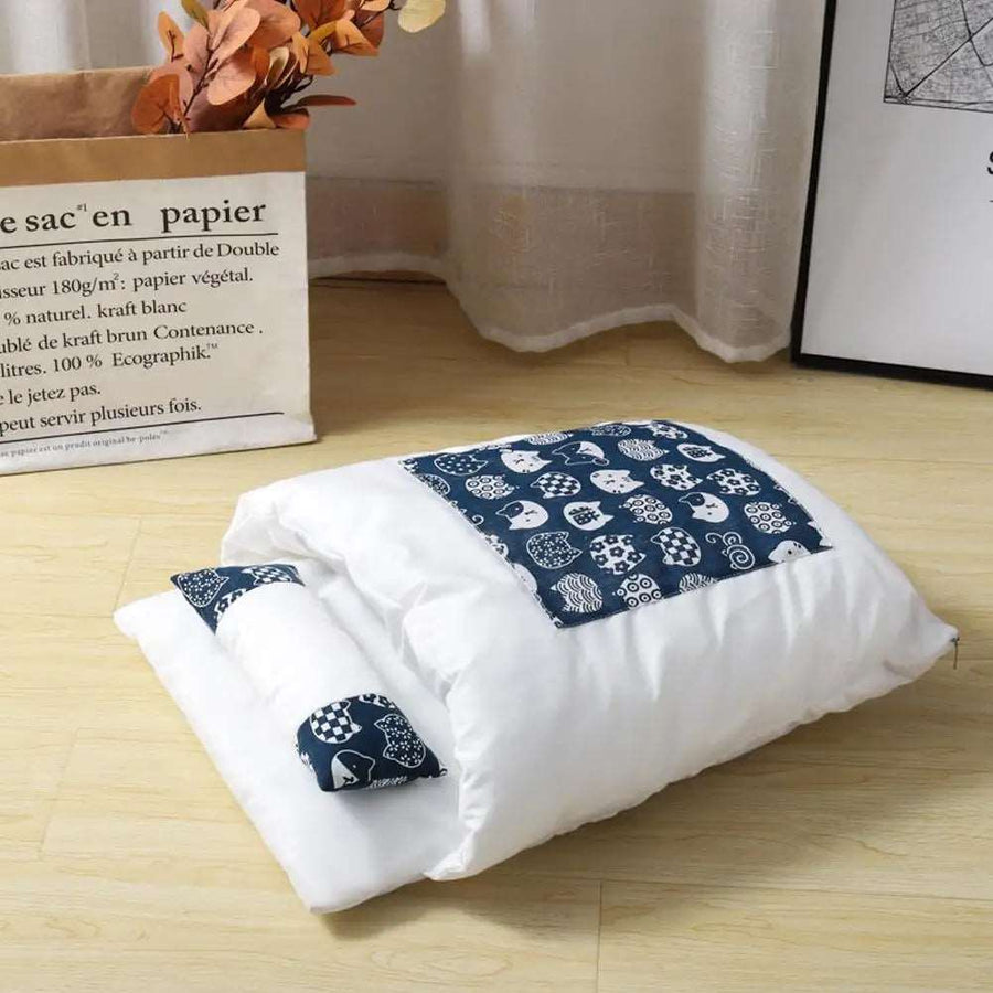 NEW Cat Bed Cave Sleeping Bag Self Warming Pad Pet Sack Hideaway With Pillow