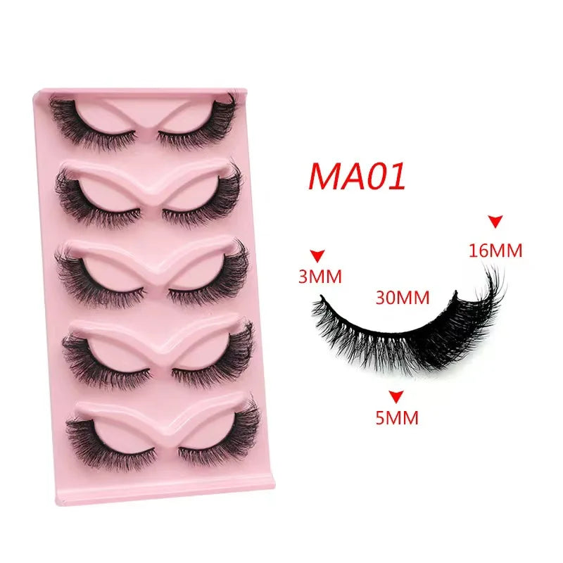 Wholesale cat Lashes 2/5Pairs Dramatic 3D Mink False Eyelashes Natural Fluffy Fake Lashes Reusable Makeup Messy Cilios Faux Cils