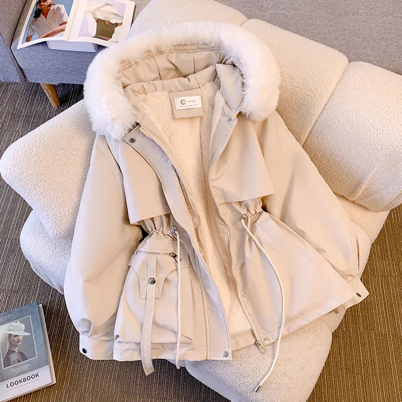 Fleece Puffer Jacket Winter Coat for Women