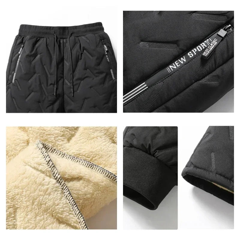 Waterproof Winter Fleece  Warm Pants Men Lamb Wool