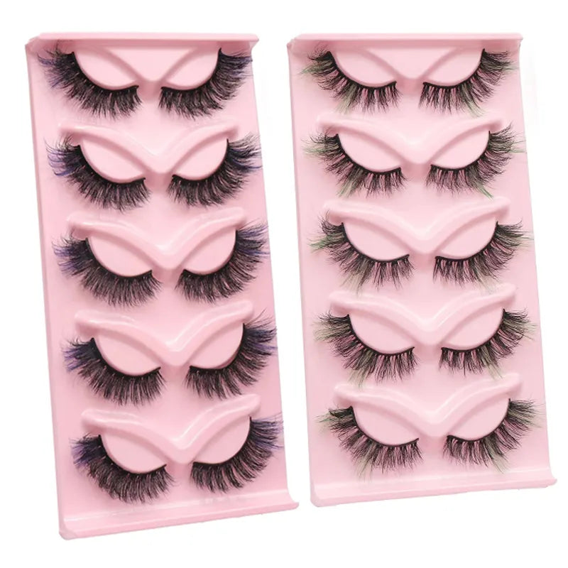 Wholesale cat Lashes 2/5Pairs Dramatic 3D Mink False Eyelashes Natural Fluffy Fake Lashes Reusable Makeup Messy Cilios Faux Cils