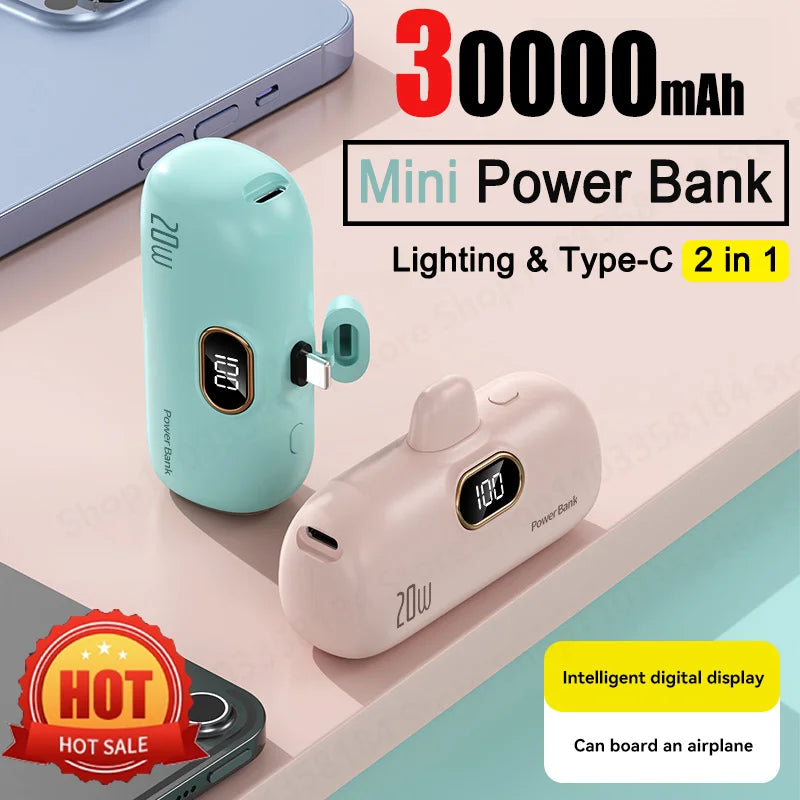 Mini Wireless Power Bank Capsule - Fast Charging Mobile Power Supply For Type-c iPhone