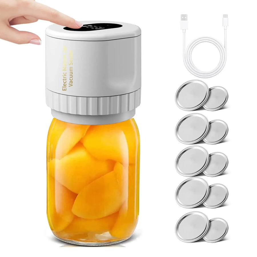 Electric Mason Jar Vacuum Sealer Kit - Suitable for Regular & Wide Mouth Cordless Vacuum Sealer Kit