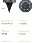 Waterproof LED Outdoor Solar Power Ground Lighting - Garden Decoration Lamp