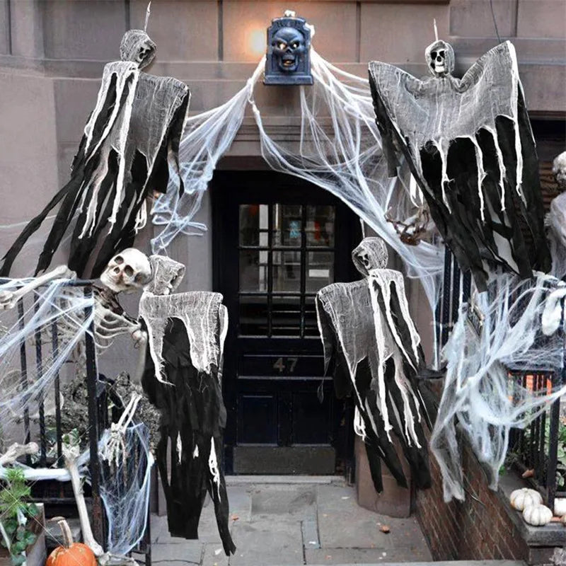 Halloween Party Hanging Ghost Skull Skeleton Gauze Haunted Home Party