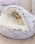 Soft Plush Round Cat Bed Pet Mattress Warm Comfortable Basket Cat Dog 2 in 1 Sleeping Bag Nest for Small Dogs