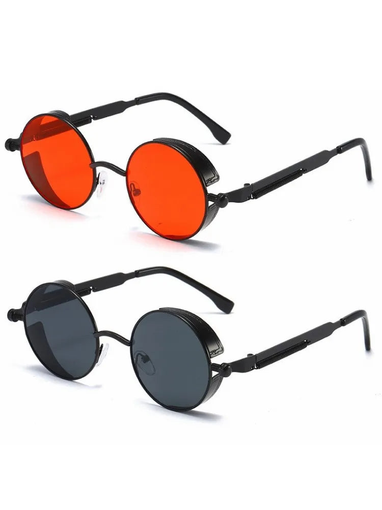 High Quality Metal Steampunk Sunglasses  with Round Glasses Vintage  (Unisex)