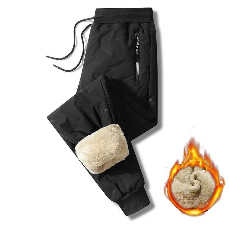 Waterproof Winter Fleece  Warm Pants Men Lamb Wool