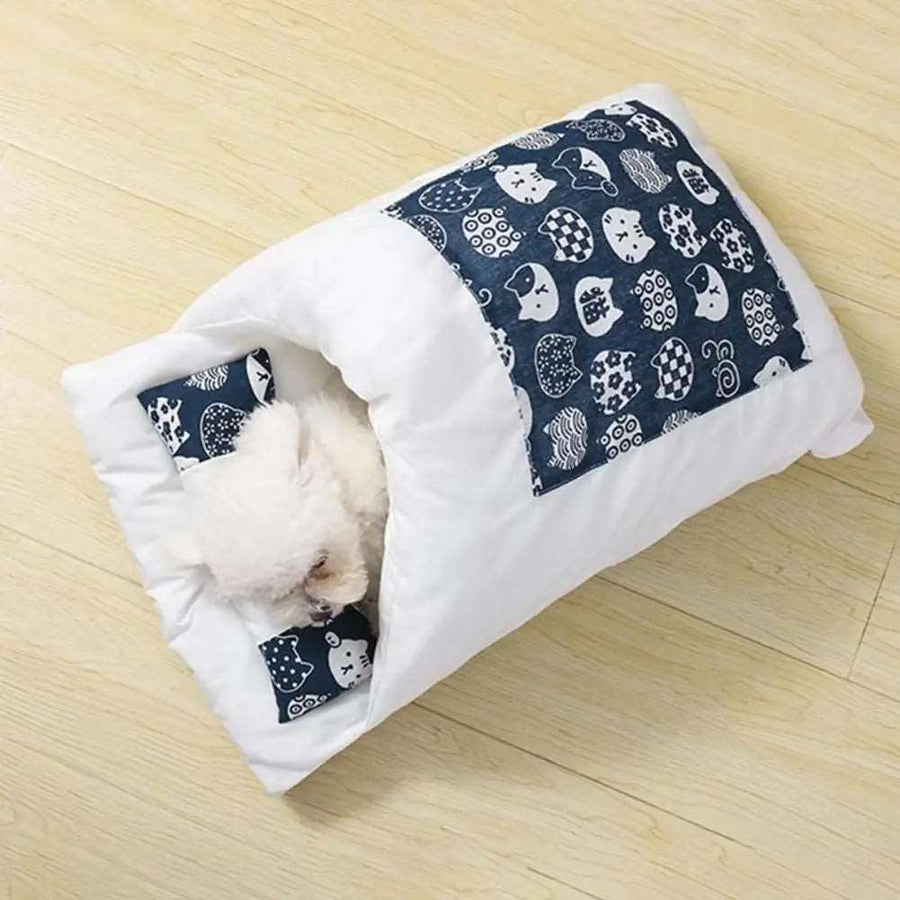 NEW Cat Bed Cave Sleeping Bag Self Warming Pad Pet Sack Hideaway With Pillow