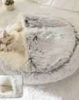 Soft Plush Round Cat Bed Pet Mattress Warm Comfortable Basket Cat Dog 2 in 1 Sleeping Bag Nest for Small Dogs