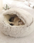 Soft Plush Round Cat Bed Pet Mattress Warm Comfortable Basket Cat Dog 2 in 1 Sleeping Bag Nest for Small Dogs