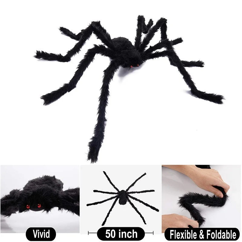 Giant Spider + Huge Spider Web Halloween Decoration Haunted Indoor Outdoor Spooky