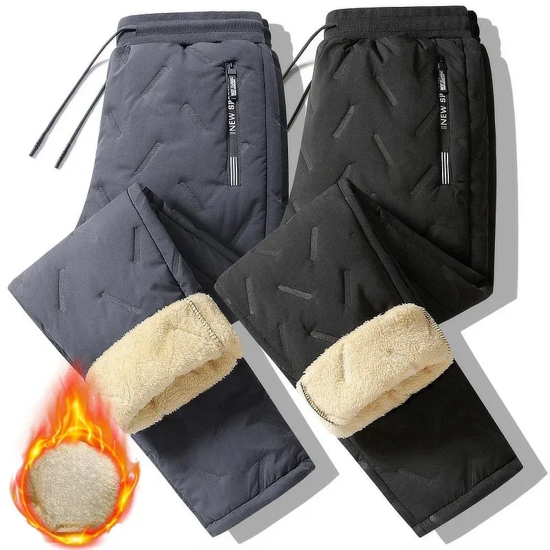 Waterproof Winter Fleece  Warm Pants Men Lamb Wool