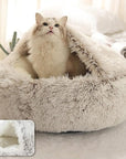 Soft Plush Round Cat Bed Pet Mattress Warm Comfortable Basket Cat Dog 2 in 1 Sleeping Bag Nest for Small Dogs