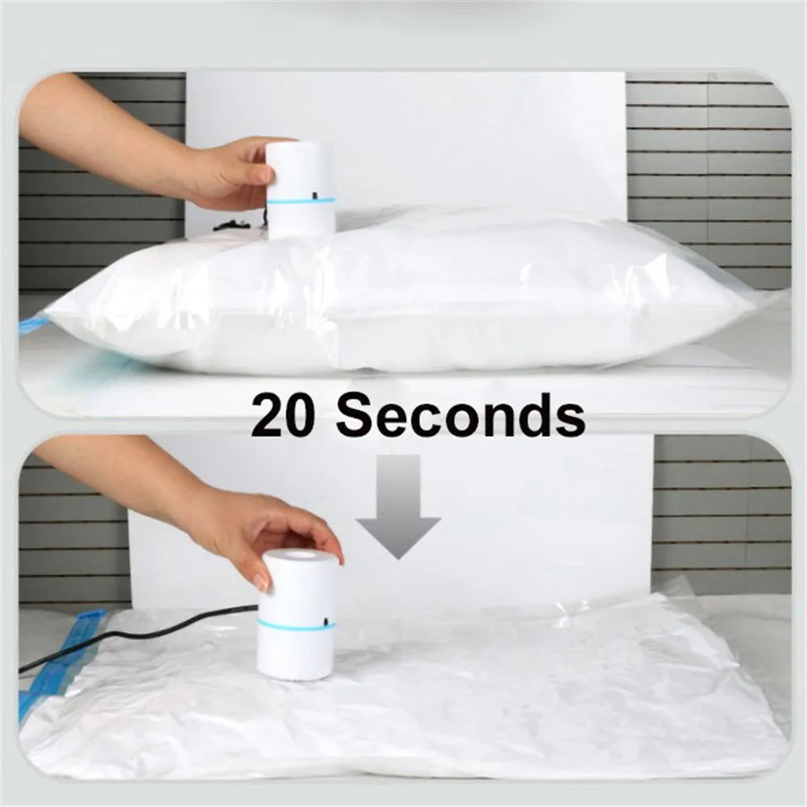 Compressed Bag Electric Pump Travel Vacuum Bag + Pump Mini Vacuum Sealer Machine Space Saver for Clothes Food Organizer