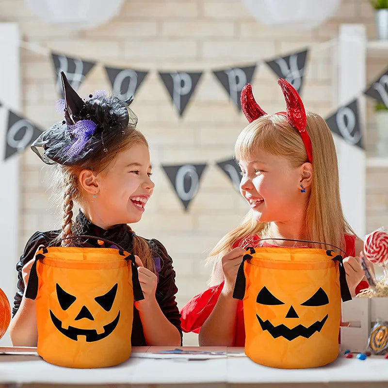 LED Light Halloween Trick or Treat Bucket Pumpkin Candy Bags