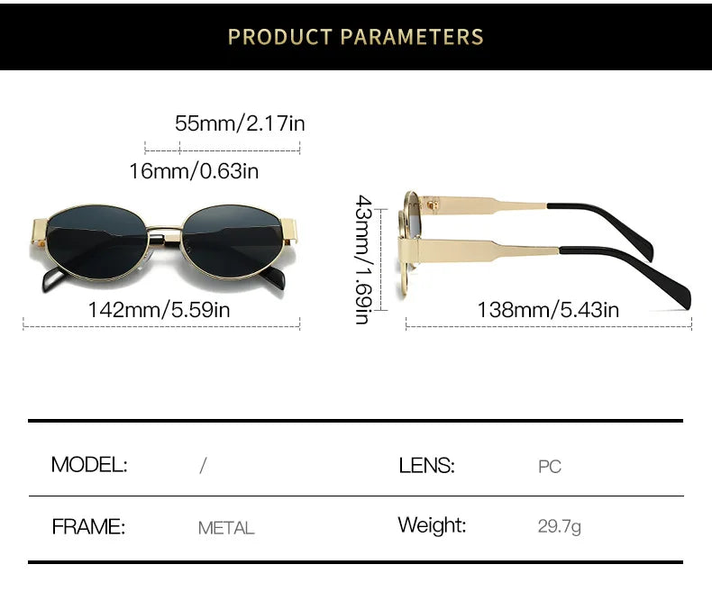 Luxury Brand Designer Metal Frame Sun Glasses Classic  (Unisex)