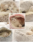 Soft Plush Round Cat Bed Pet Mattress Warm Comfortable Basket Cat Dog 2 in 1 Sleeping Bag Nest for Small Dogs