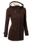 Hooded Classic Cow Horn Button Cotton Jacket