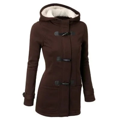 Hooded Classic Cow Horn Button Cotton Jacket