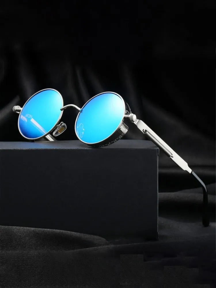 High Quality Metal Steampunk Sunglasses  with Round Glasses Vintage  (Unisex)