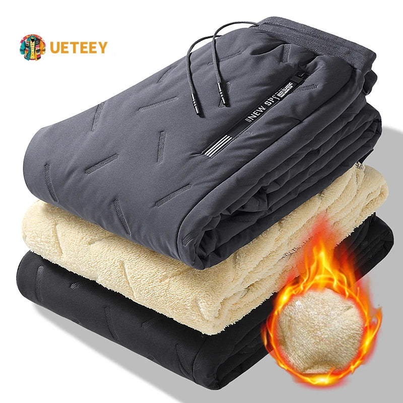 Waterproof Winter Fleece  Warm Pants Men Lamb Wool