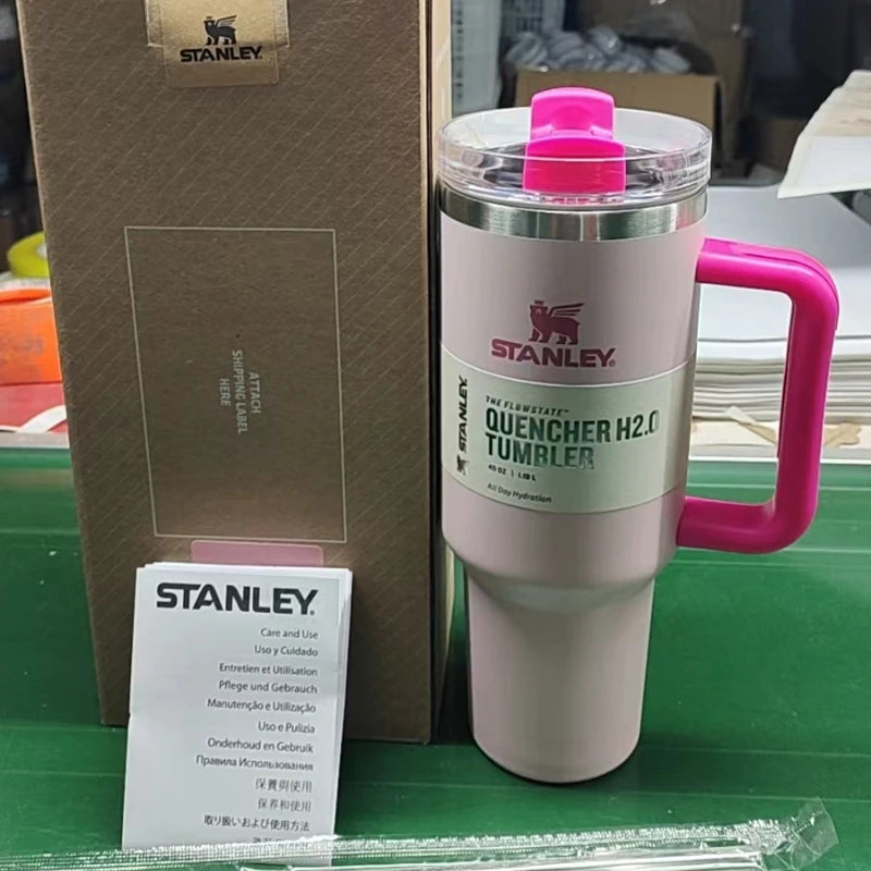 Stanley Tumbler FlowState Straw Lid Stainless Steel 30oz/40oz Vacuum Insulated Car Mug Double Wall Thermal Iced Travel Cup