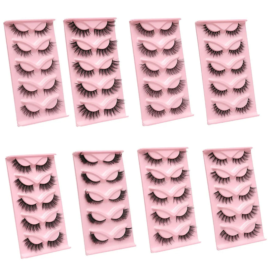 Wholesale cat Lashes 2/5Pairs Dramatic 3D Mink False Eyelashes Natural Fluffy Fake Lashes Reusable Makeup Messy Cilios Faux Cils